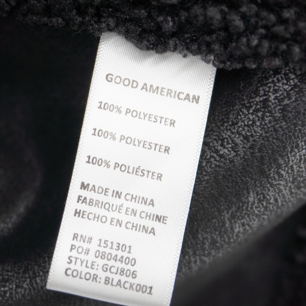 Good American Sherpa Shacket Jacket Midnight Black size 5/6 Faux Leather - Picture 12 of 13